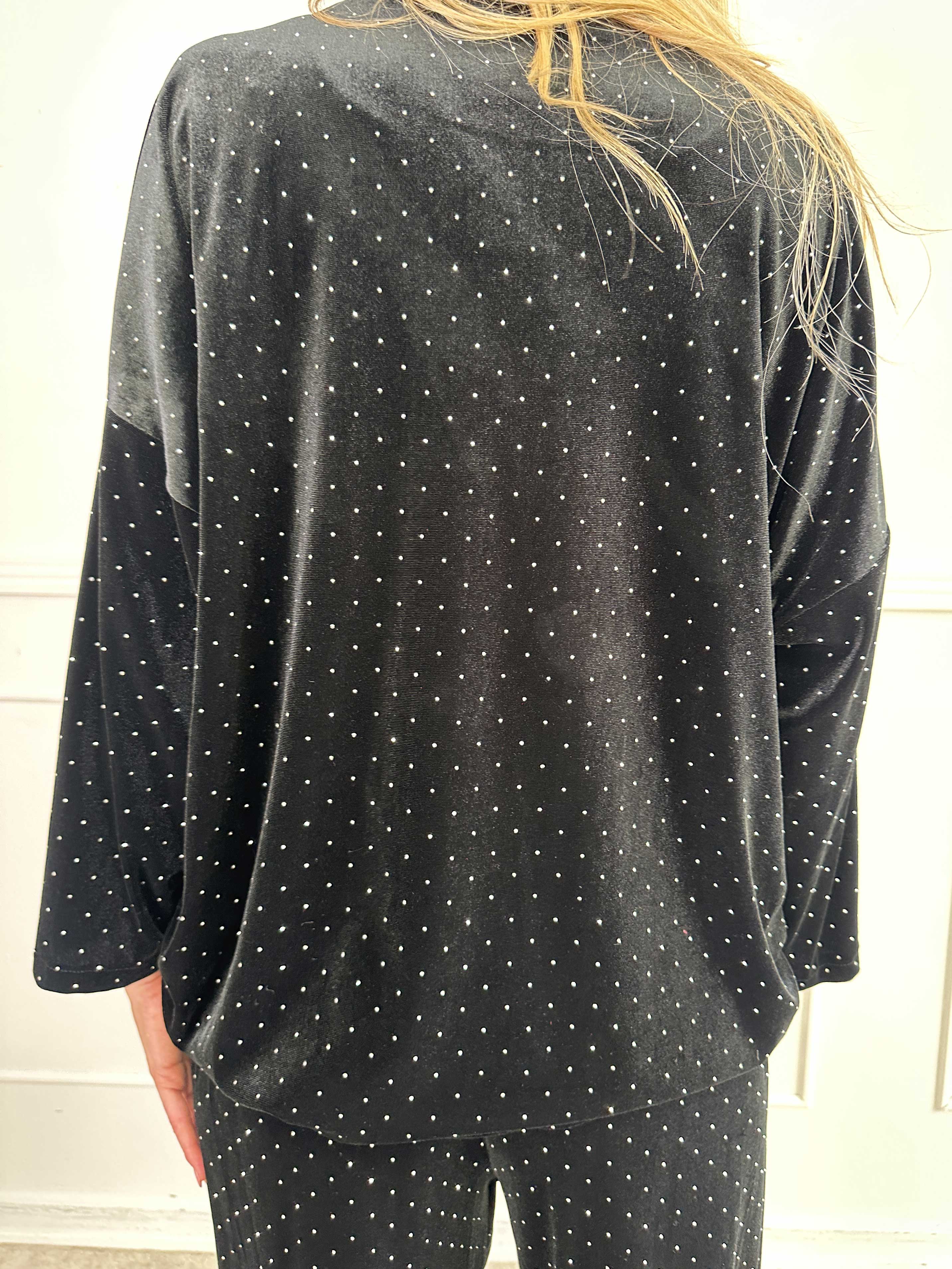 Sparkling - Blødt velour sæt med skinnede sten